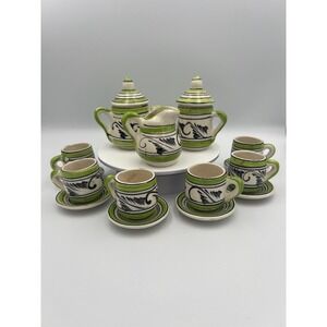Vintage Mexican Miniature Ceramic Talavera Tea Set Hand Painted 17pc Set